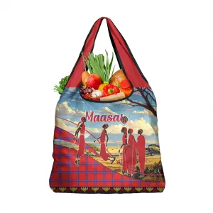 Maasai Adumu Dance Grocery Bag Shuka Pattern - Kenya Safari LT15