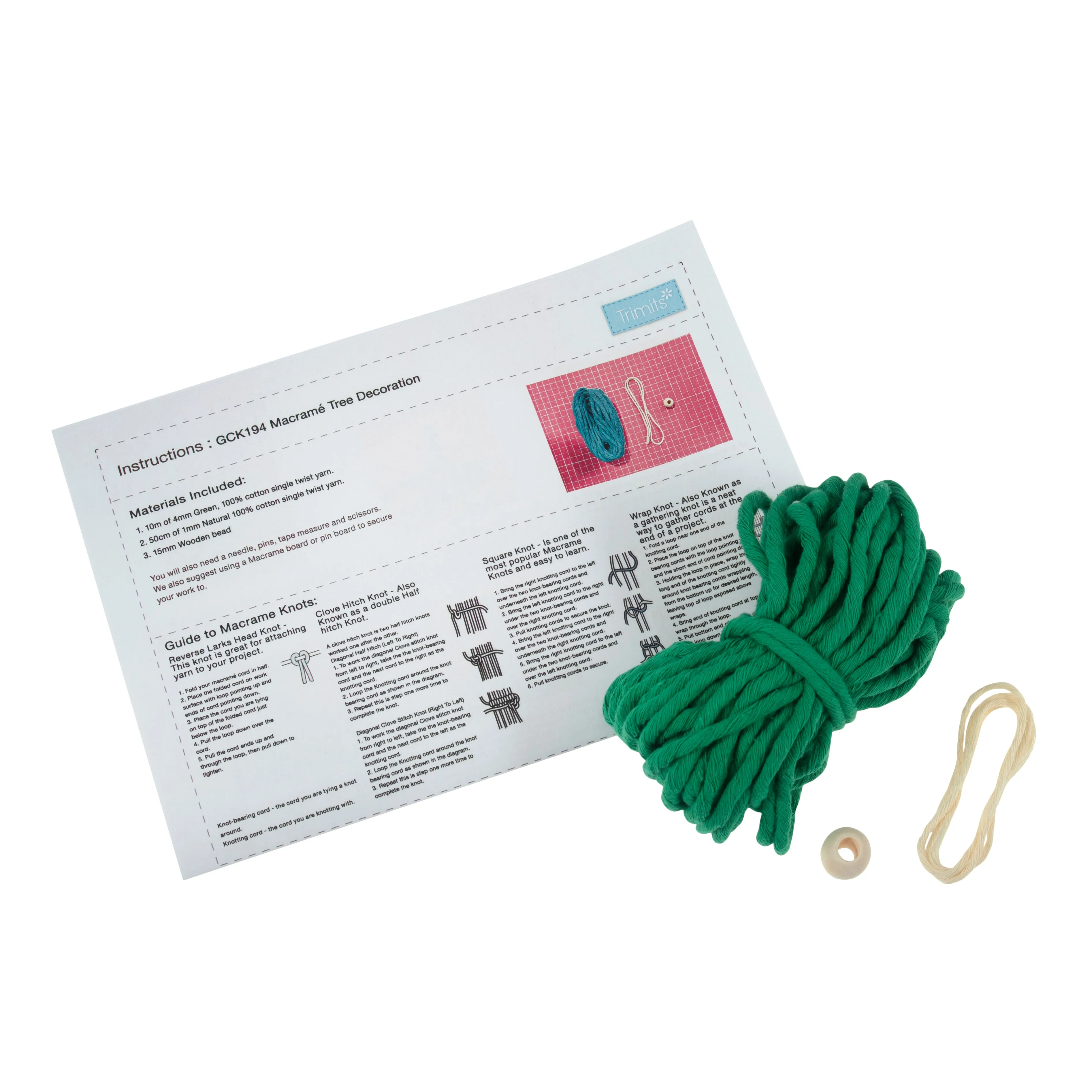 Macramé Kit: Decoration: Christmas Tree: Green