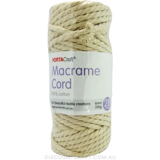 Macrame Cord 200g 6mm 28m -  Twisted