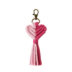 Macrame Heart Two Toned Tassel Keychain