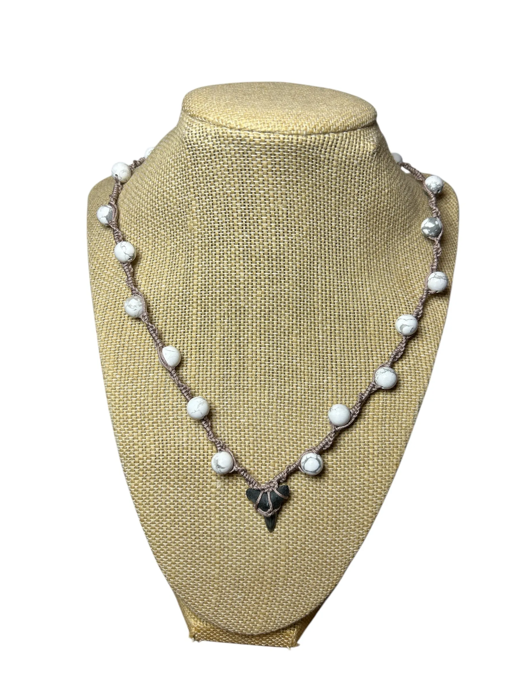 Macrame Necklace: Shark Tooth Howlite