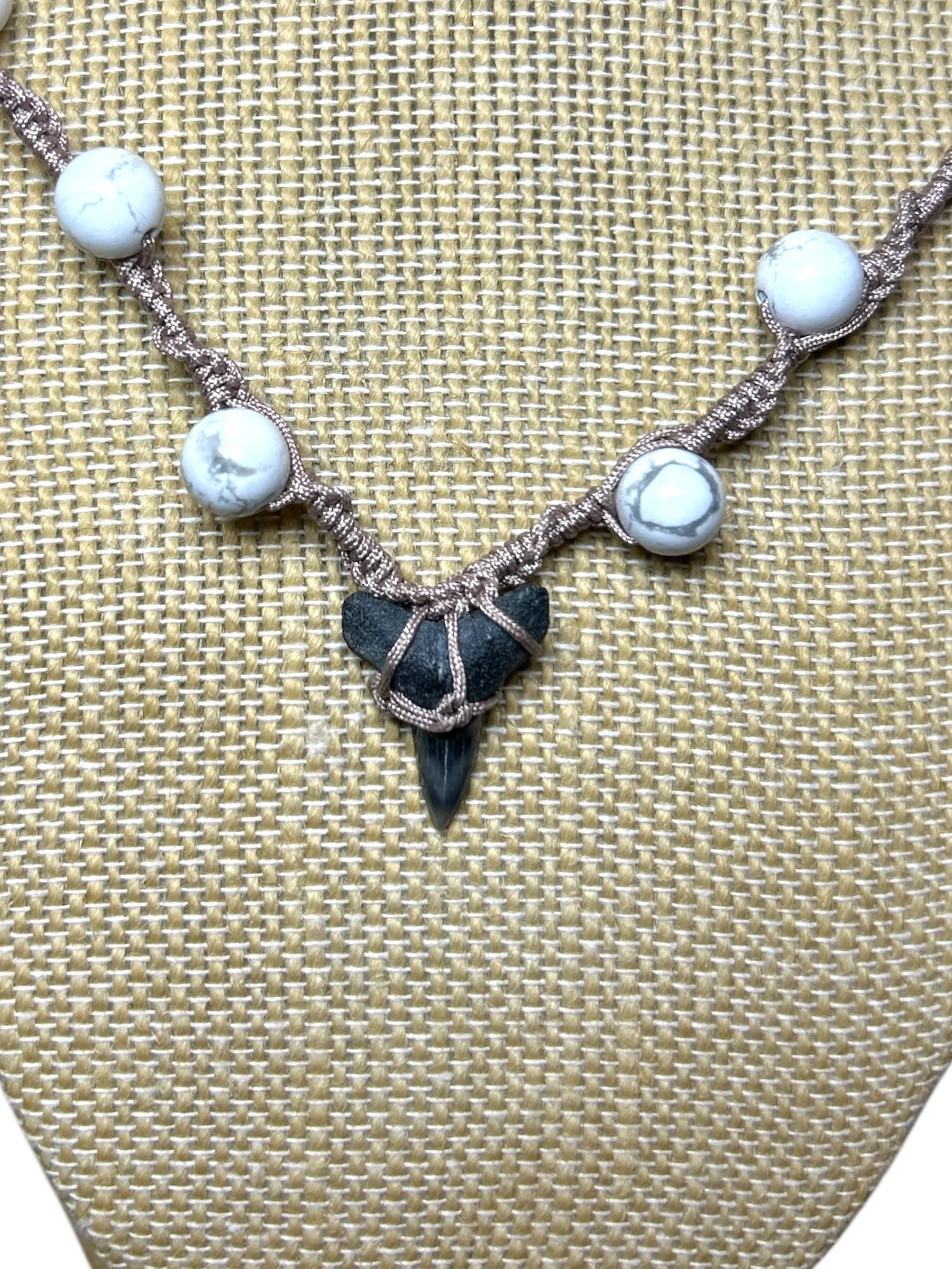 Macrame Necklace: Shark Tooth Howlite
