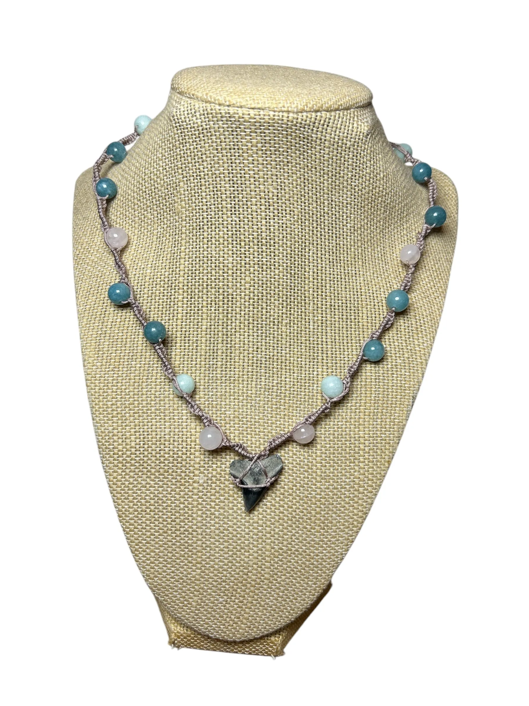 Macrame Necklace: Shark Tooth Stones
