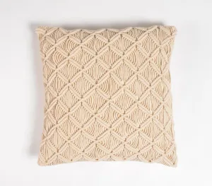 Macrame Square Cushion Cover | Diamond Ripple