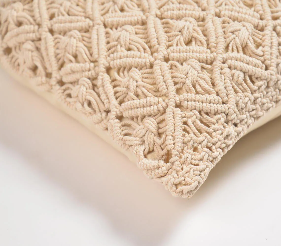 Macrame Square Cushion Cover | Diamond
