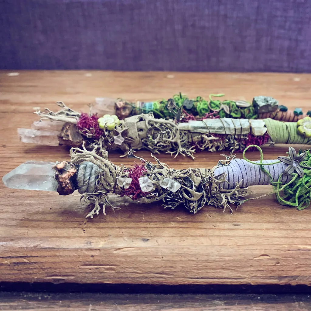 magick // willow or applewood branch crystal electroformed wand