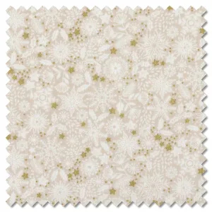 Makower UK by the 1/2 Yard, 1980 Silent Night Metallic Tonal Stars Ivory