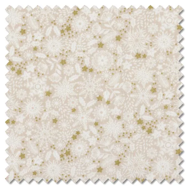 Makower UK by the 1/2 Yard, 1980 Silent Night Metallic Tonal Stars Ivory