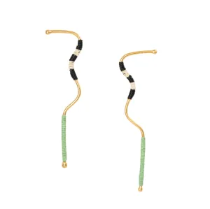 Malik Drop Earrings - 24KGP   Mint Werregue Palm Fiber