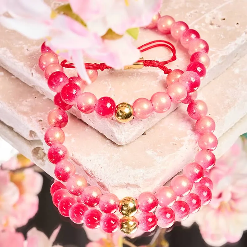 Maraschino Cherry | Shimmer Glass | Macrame Bracelet