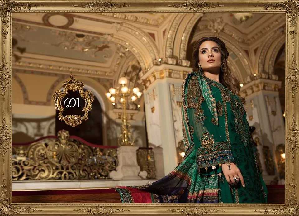 Maria B. Wedding Collection - Emerald Green Colored with Accents and Embroidery