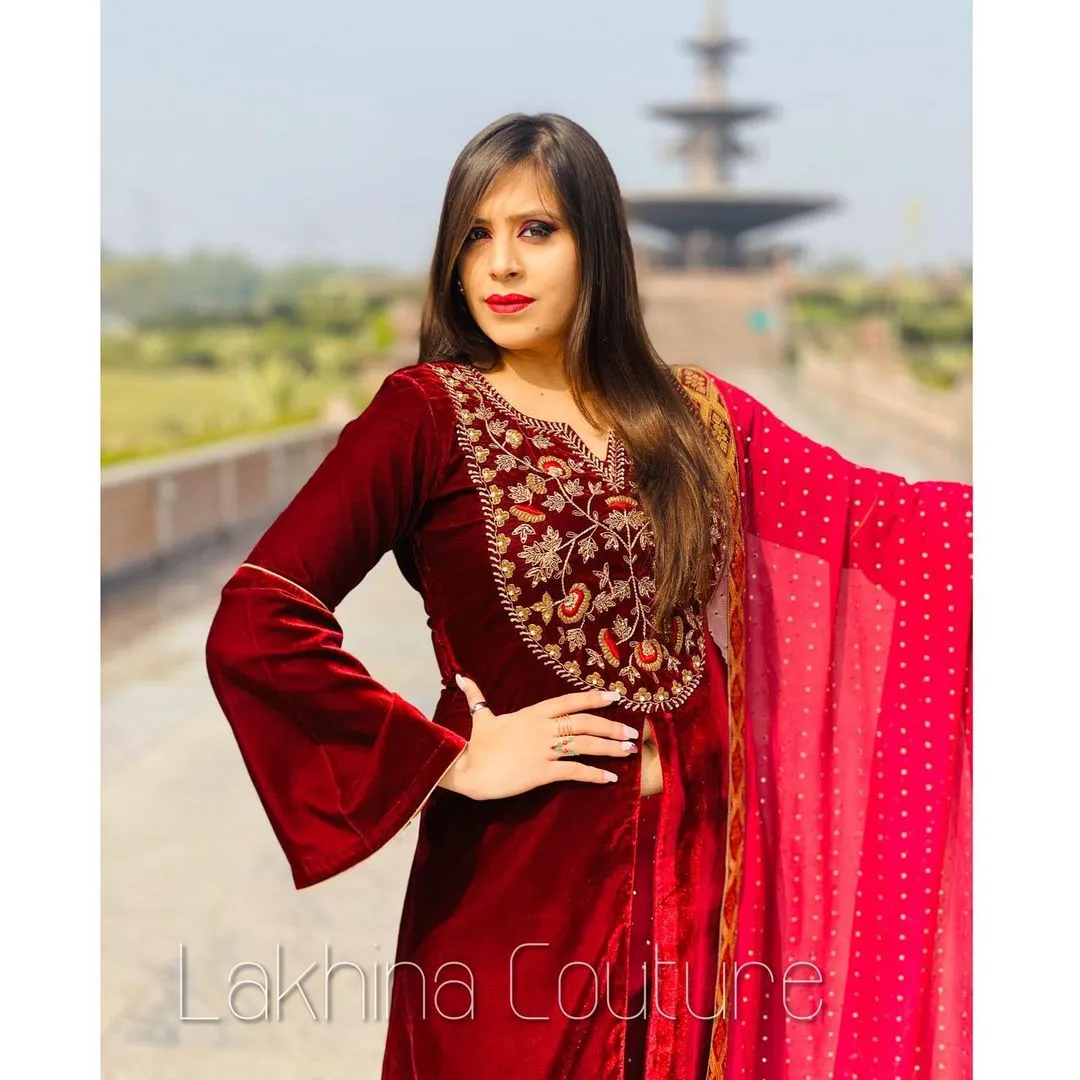 Maroon Velvet Suit
