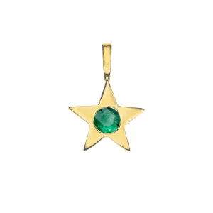 Matte Gold Vermeil Star Birthstone Charm - May / Siberian Emerald