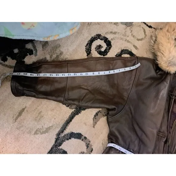 MED ANDREW Marc NY Leather coyote Fur Trim DETACHABLE Hood-Draw String Waist