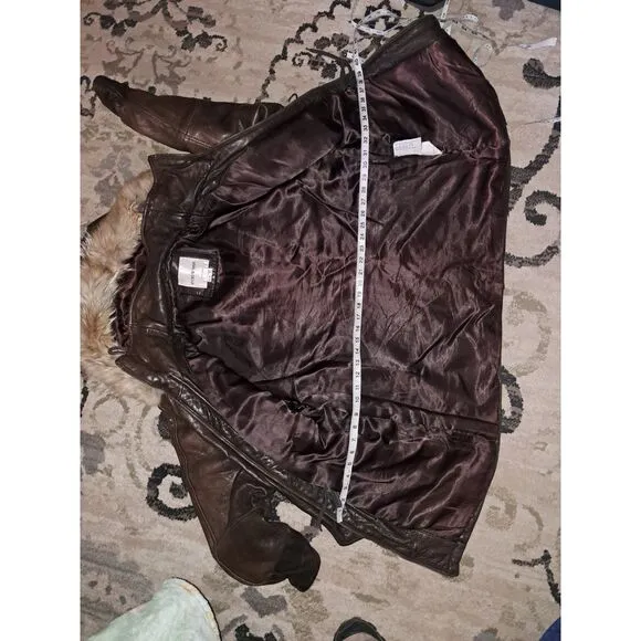 MED ANDREW Marc NY Leather coyote Fur Trim DETACHABLE Hood-Draw String Waist