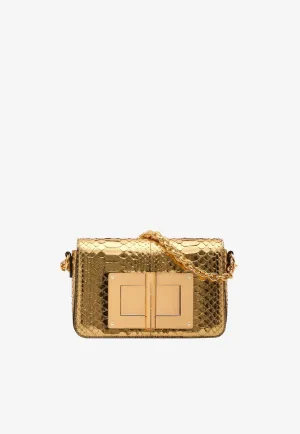 Medium Natalia Metallic Python Shoulder Bag