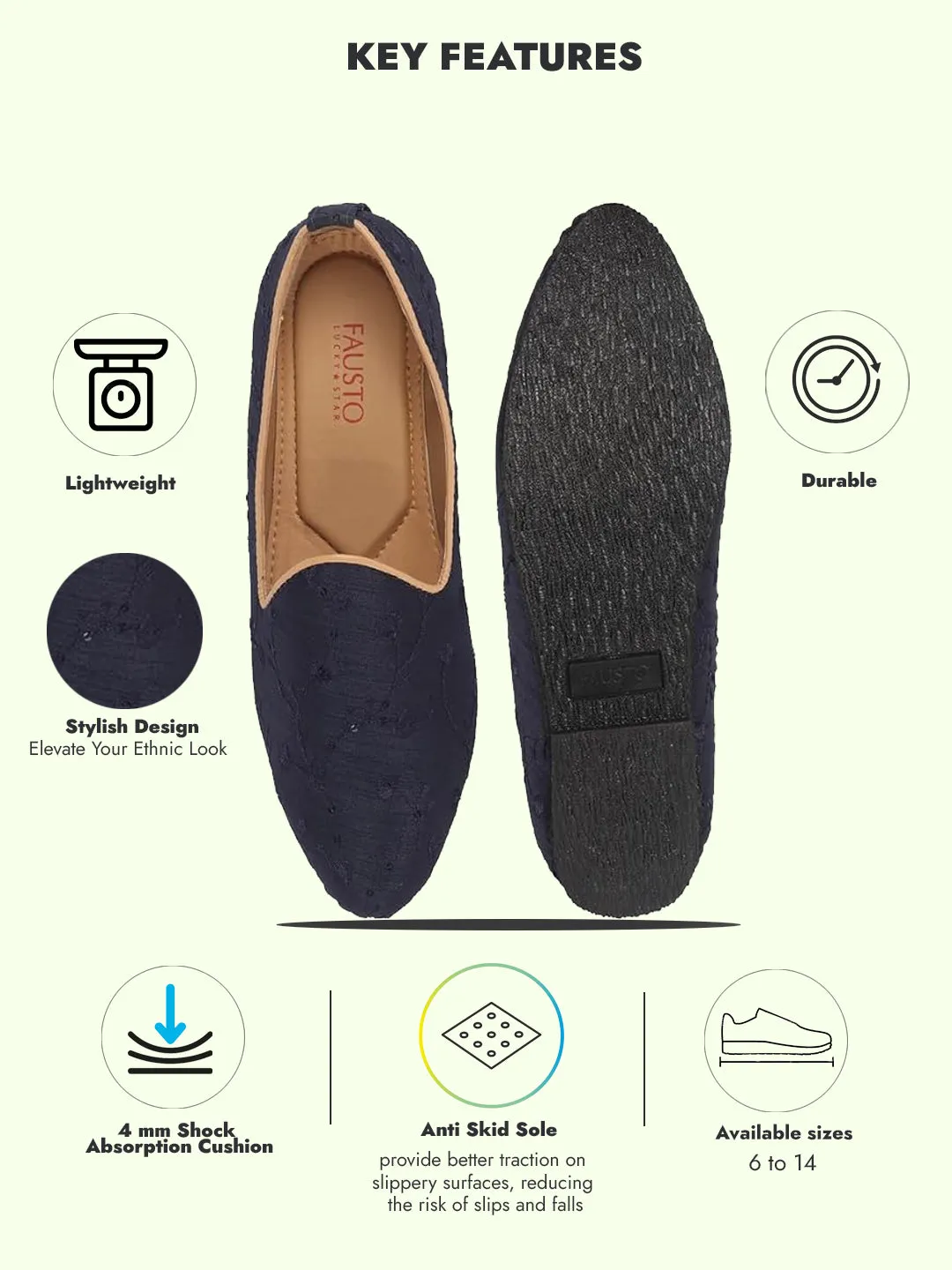 Men Blue Festive Embroidered Ethnic Slip On Juttis and Mojaris for Wedding|9 Colors|1-14UK Small Plus Sizes|Traditional Kurtas & Sherwani Shoe
