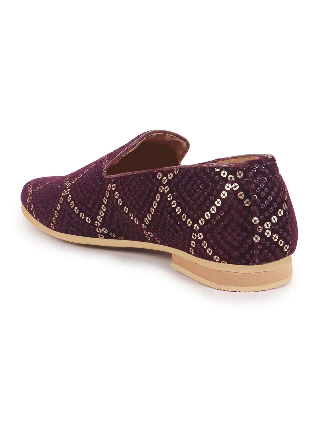 Men Cherry Sequin Embroidery Ethnic Juttis and Mojaris for Wedding|Party Festive Kurta Slip-On Shoes|Traditional Sherwani Shoes