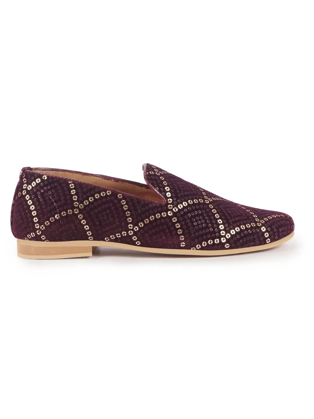 Men Cherry Sequin Embroidery Ethnic Juttis and Mojaris for Wedding|Party Festive Kurta Slip-On Shoes|Traditional Sherwani Shoes