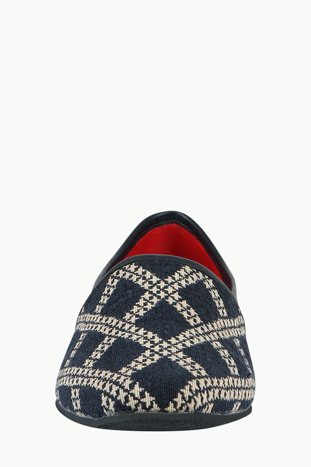 Men's Navy Jacquard Slip-On Juttis