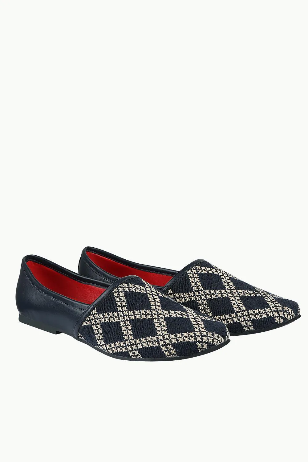 Men's Navy Jacquard Slip-On Juttis
