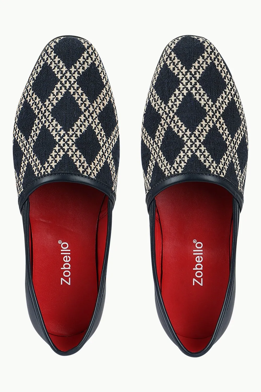 Men's Navy Jacquard Slip-On Juttis