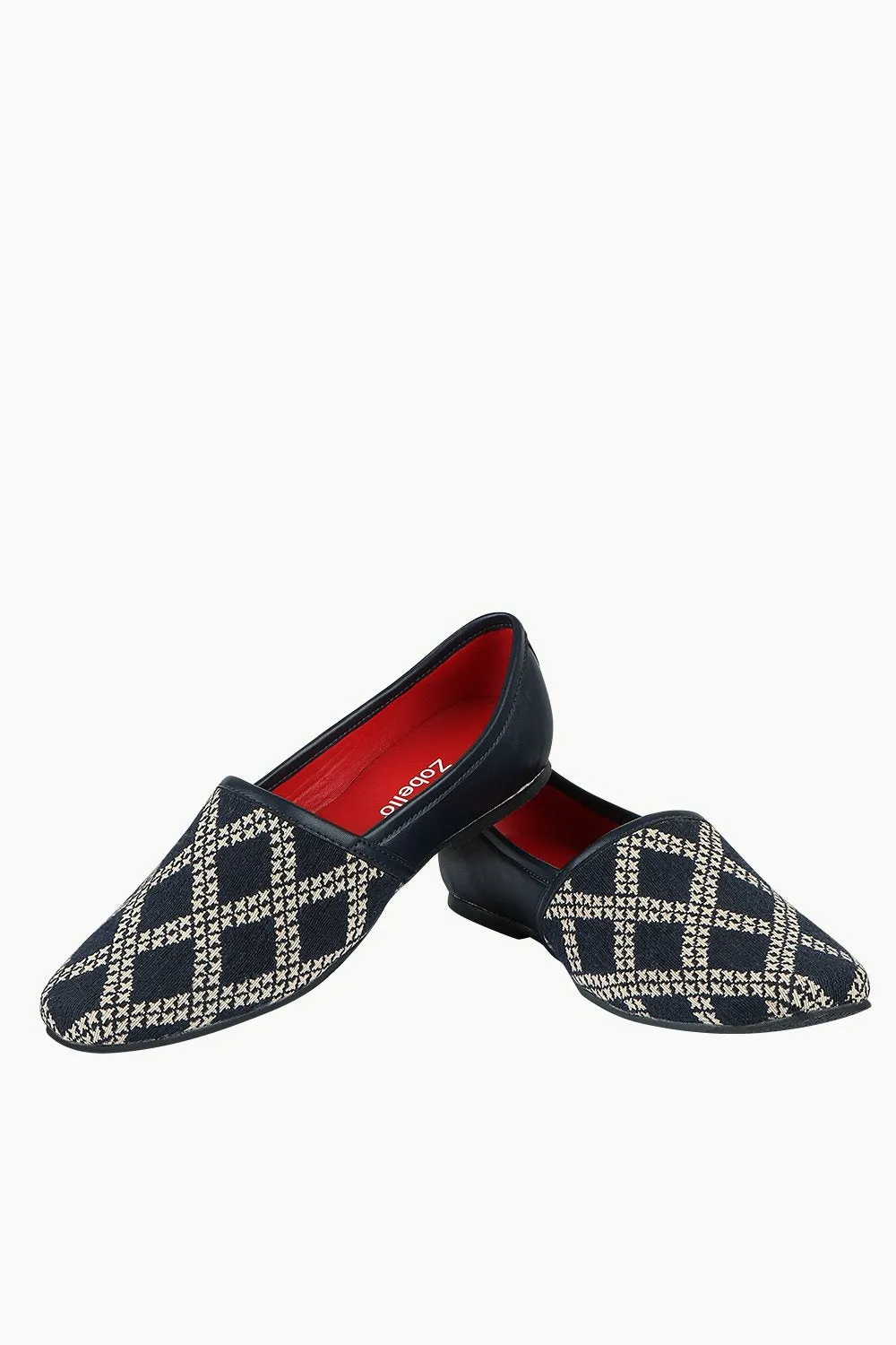 Men's Navy Jacquard Slip-On Juttis