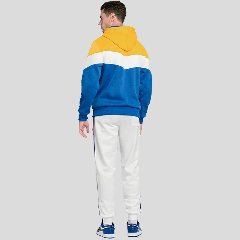 Men's Patchwork Hoodie - Casual Streetwear Fleece Thermal Hooded Sweatshirt