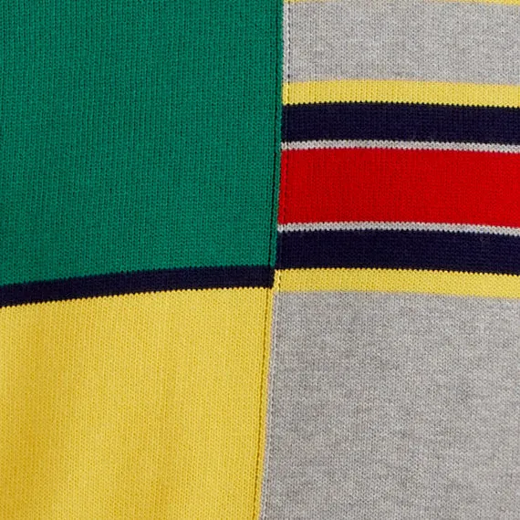 Mens Striped and Patchwork Round Neck Sweater