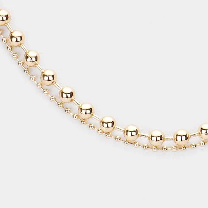 Metal Ball Chain Double Layered Gold Necklace