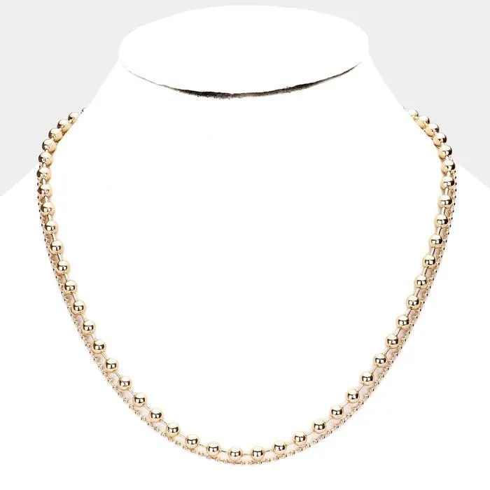 Metal Ball Chain Double Layered Gold Necklace
