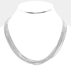 Metal Chain Multi Layered Silver Necklace
