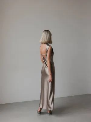 Metallic Satin Slip Dress