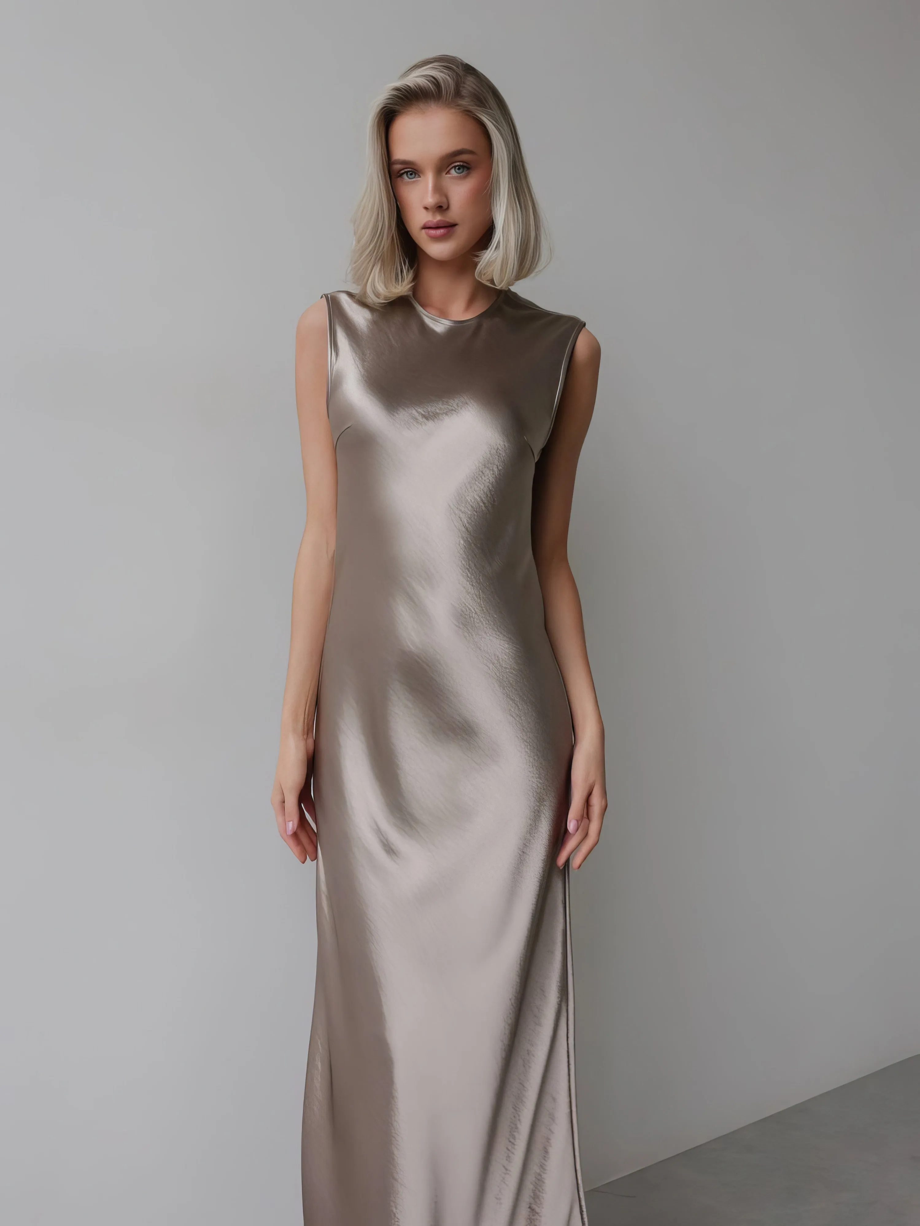Metallic Satin Slip Dress
