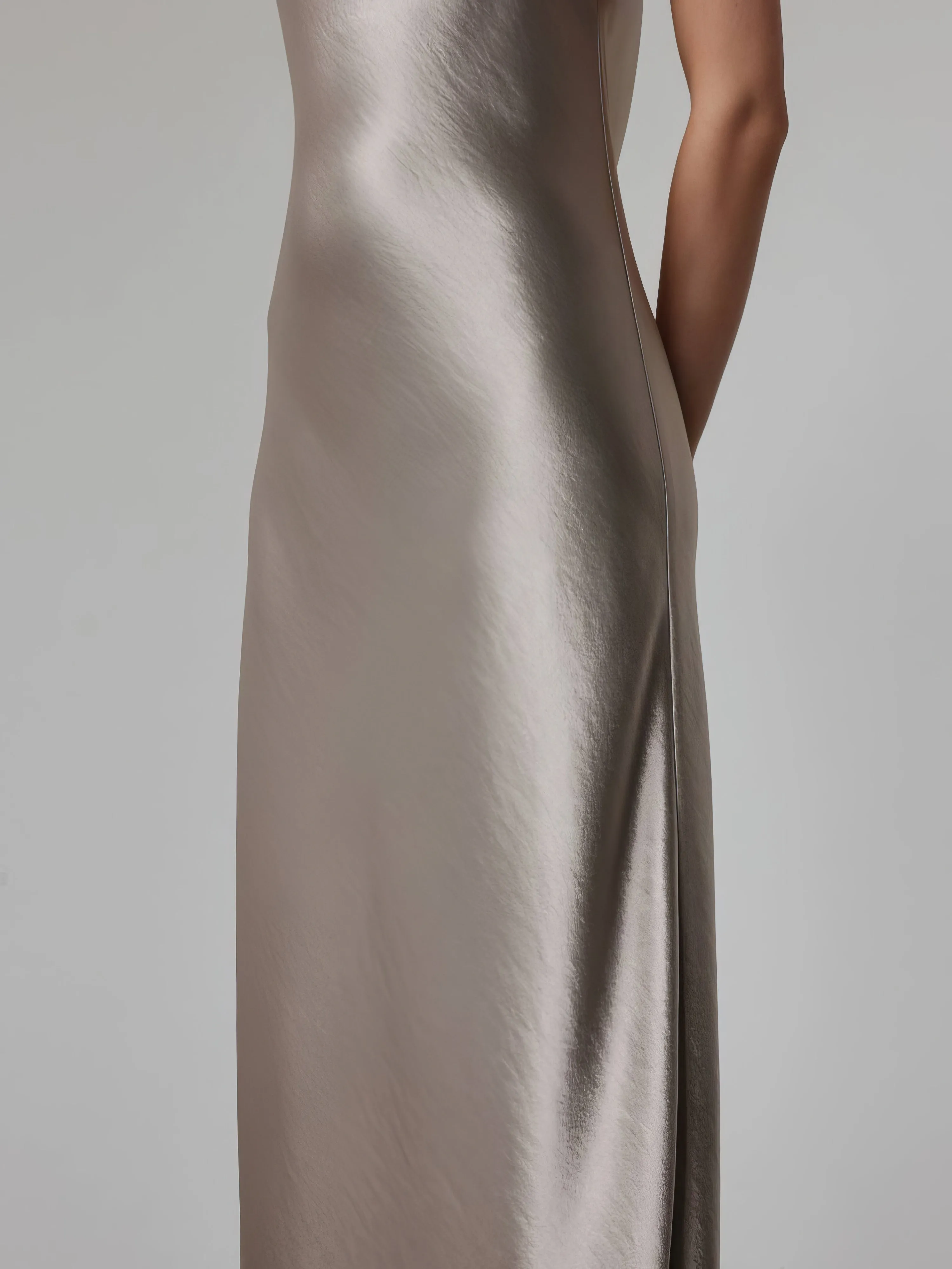 Metallic Satin Slip Dress