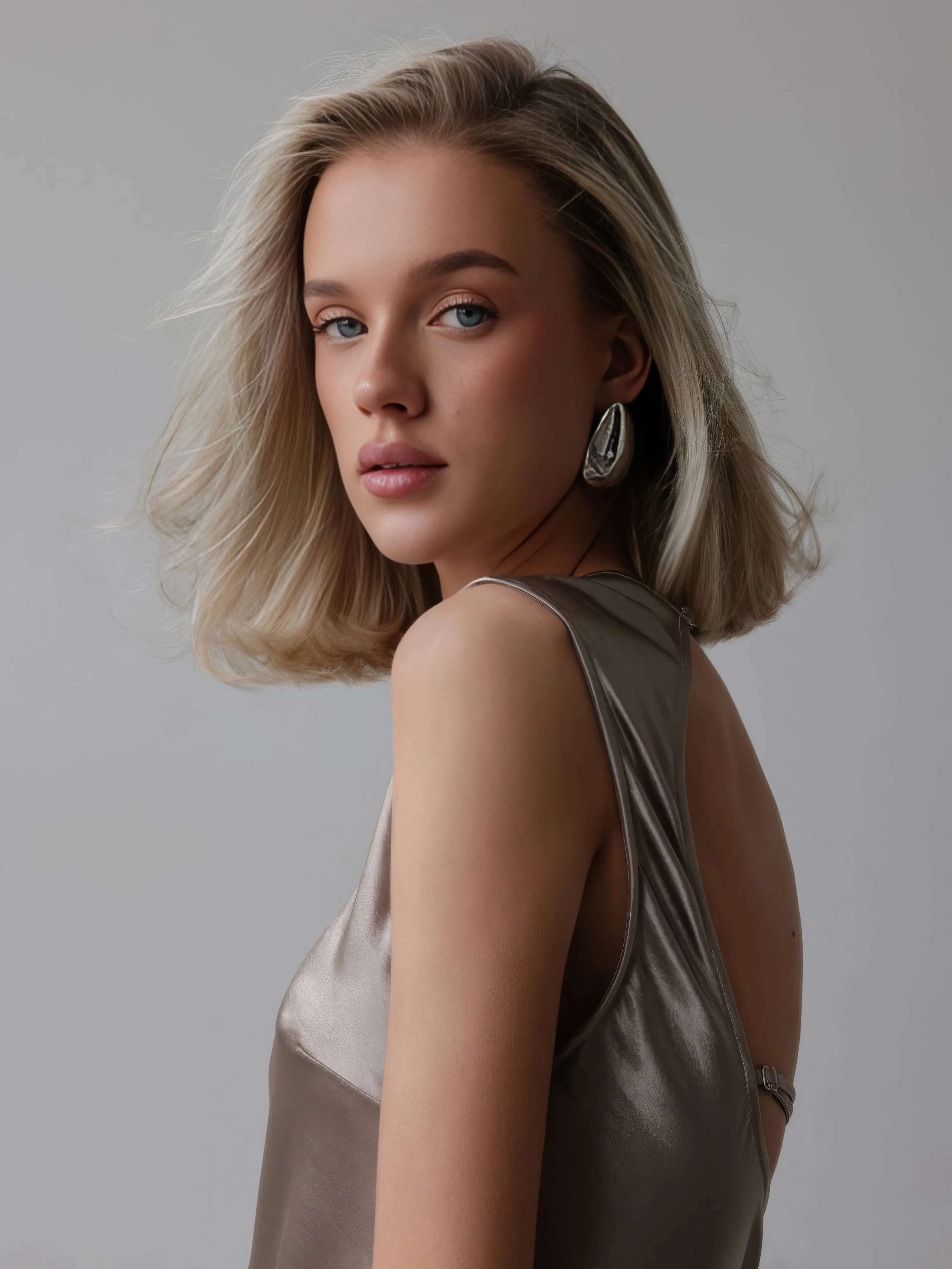 Metallic Satin Slip Dress