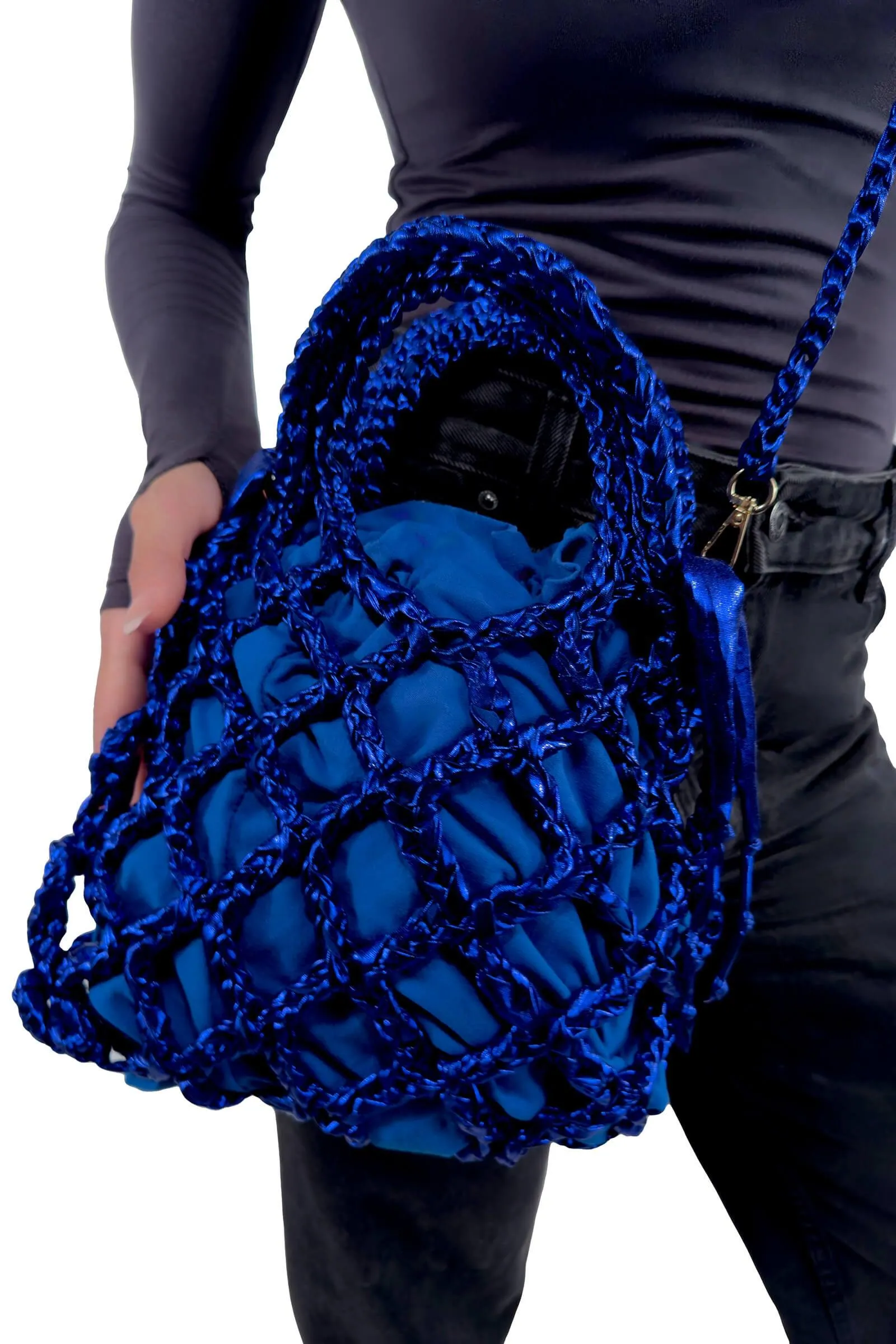Midnight Blue Luxe Knotted Bag