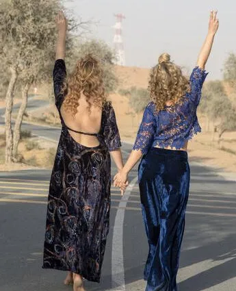 Midnight Blue Velvet Dress with Sequins