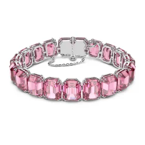 Millenia Bracelet, Octagon Cut Crystals, Pink, Rhodium Plated