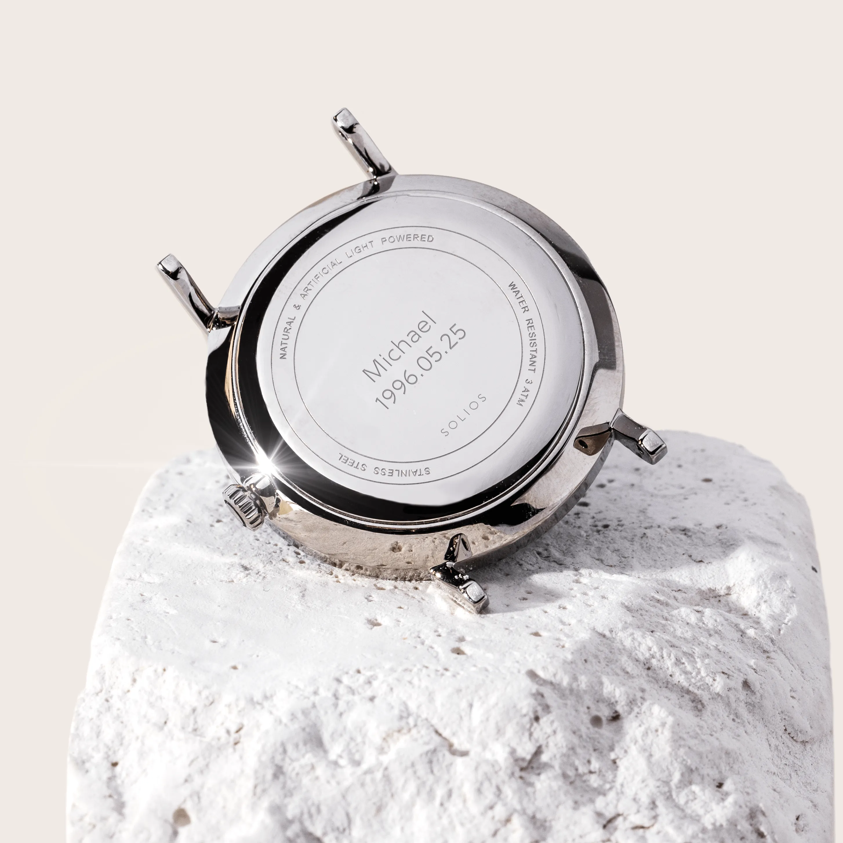 Mini Solar Watch with Black & Silver Dial  | Silver Mesh Strap