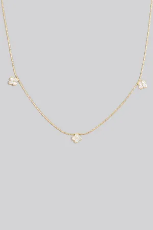 Mini Studded Clover Charms Necklace