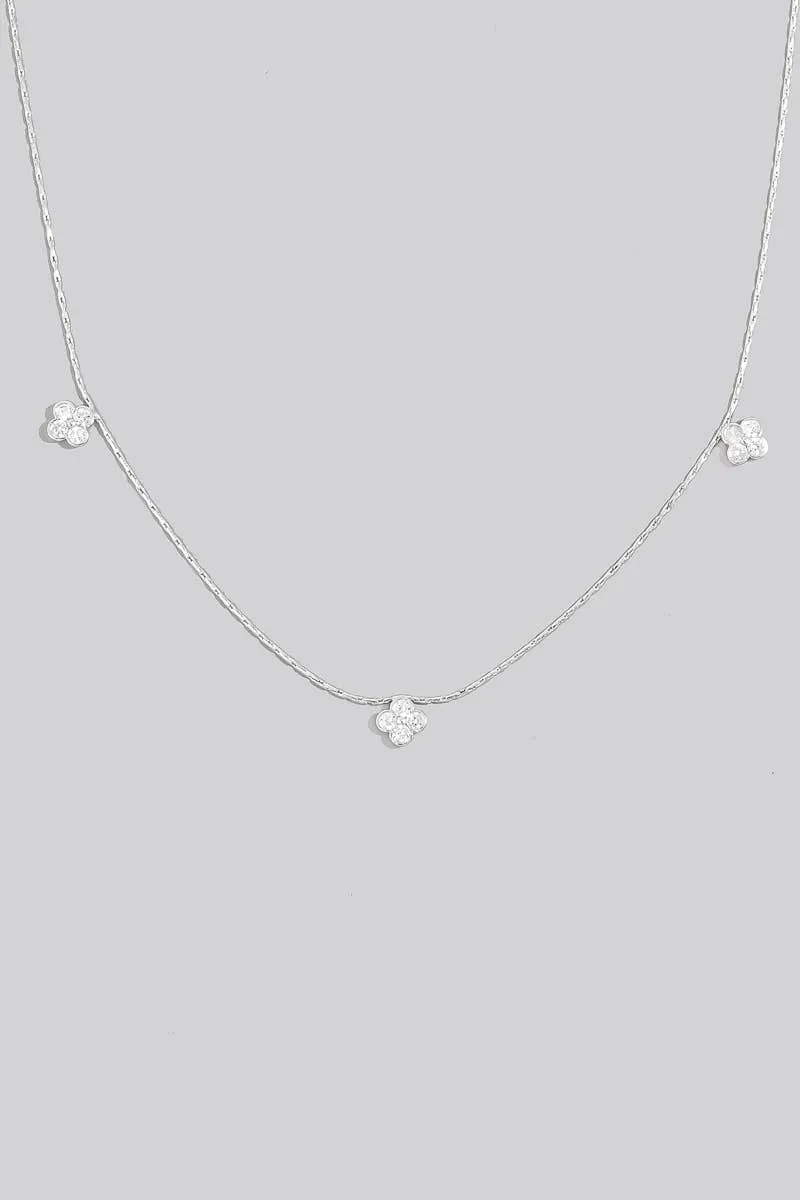 Mini Studded Clover Charms Necklace