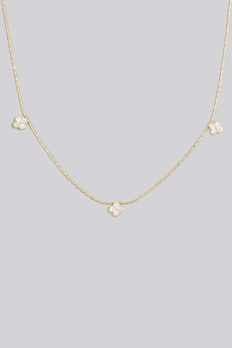Mini Studded Clover Charms Necklace
