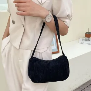 Minimalist Corduroy Shoulder Bag – Stylish Baguette Handbag