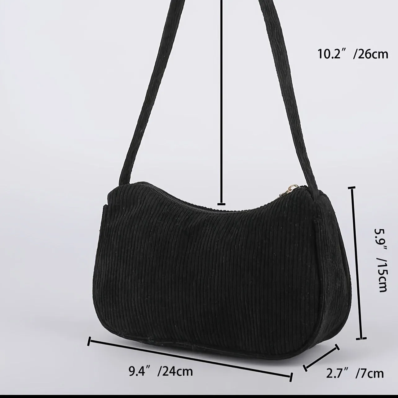 Minimalist Corduroy Shoulder Bag – Stylish Baguette Handbag