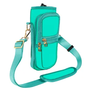 Minimalist Duck Egg Green Bottle Carrier with Adjustable Shoulder Strap