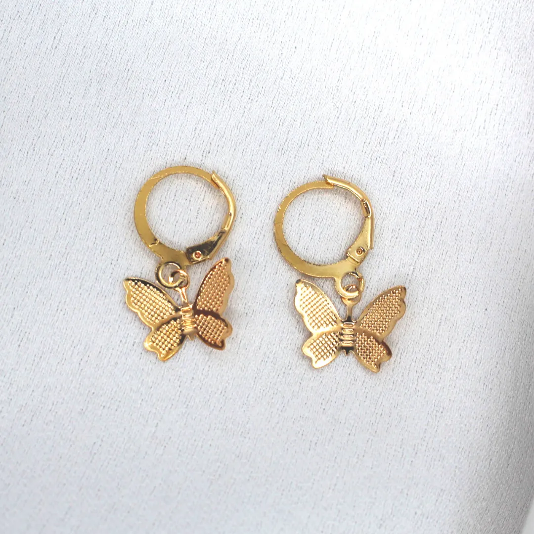 Minimalist Gold Butterfly Huggie Hoops