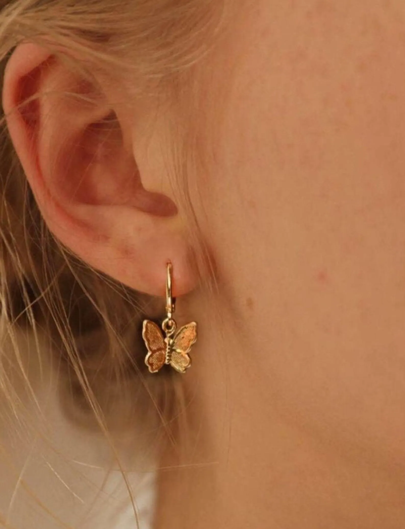 Minimalist Gold Butterfly Huggie Hoops