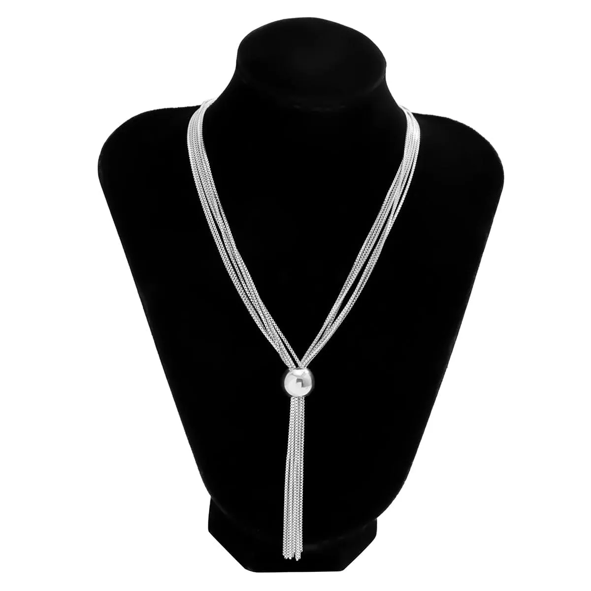 Minimalist Layered Chain Tassel Y Necklace