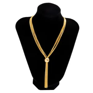 Minimalist Layered Chain Tassel Y Necklace